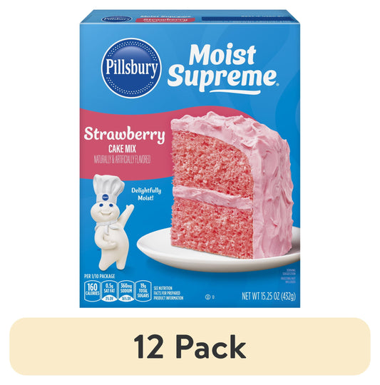 (12 Pack)  Moist Supreme Strawberry Cake Mix, 15.25 Oz Box