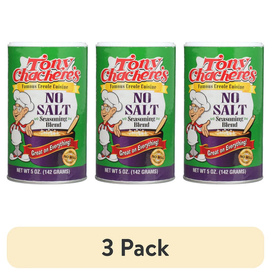(3 Pack) Tony Chachere’S, Seasoning, Cajun, No Salt, 5 Oz