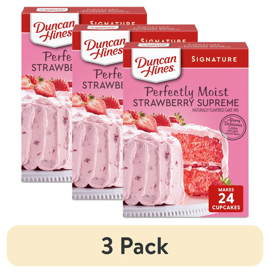 (3 Pack)  Signature Perfectly Moist Strawberry Cake Mix, 15.25 Oz